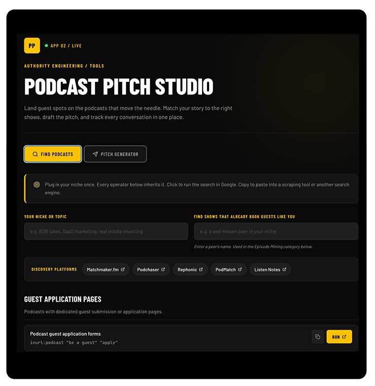 Podcast Pitch Studio
