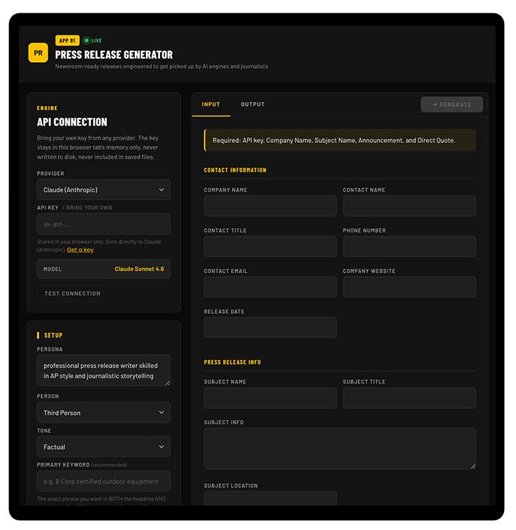 Press Release Generator